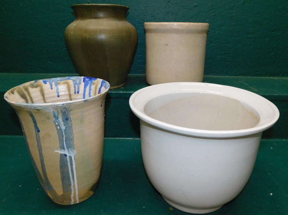 Porcelain Jardiniere - Iron Stone Crock - Two Pottery Vases (1 of 5)