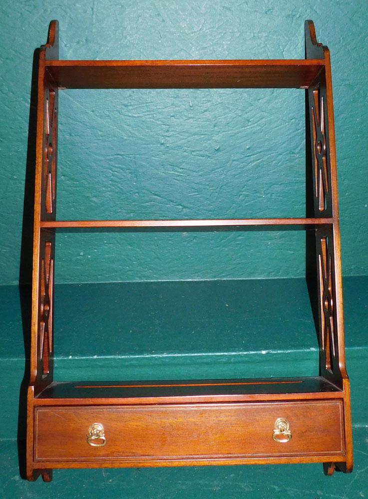 Mahogany Open Work Hanging Wall Shelf (1 of 2)