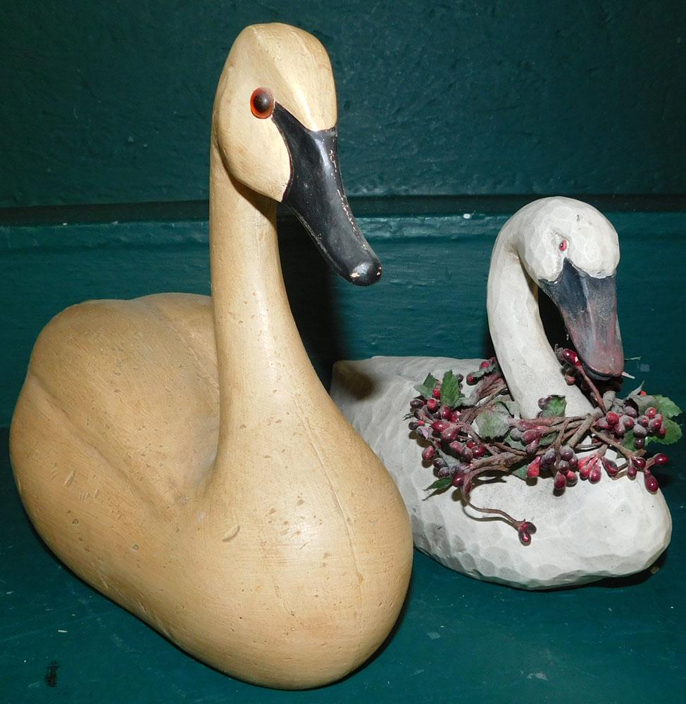 Two Painted Resin Swans (1 of 3)