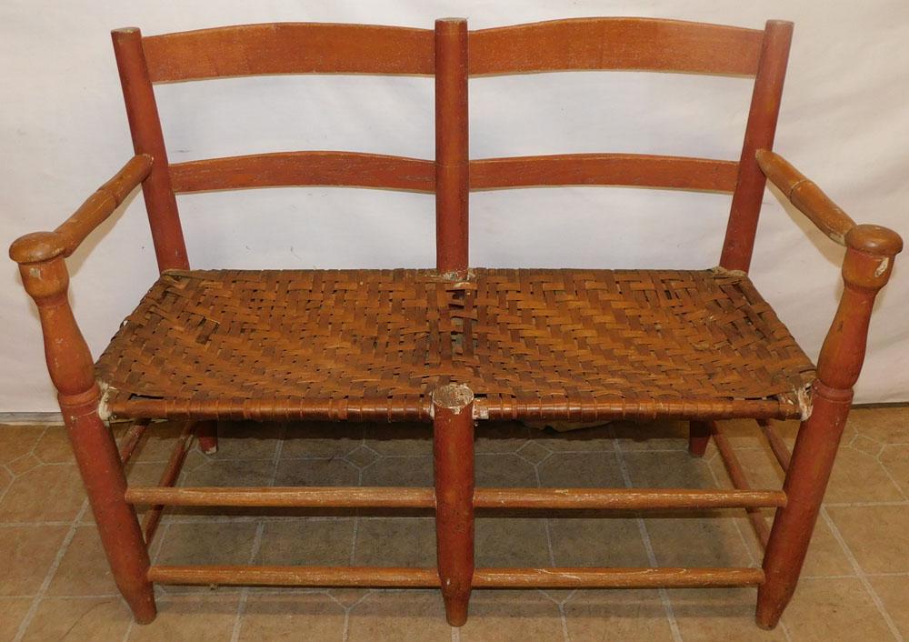 Antique Painted Ladder Back Buggy Bench (1 of 2)