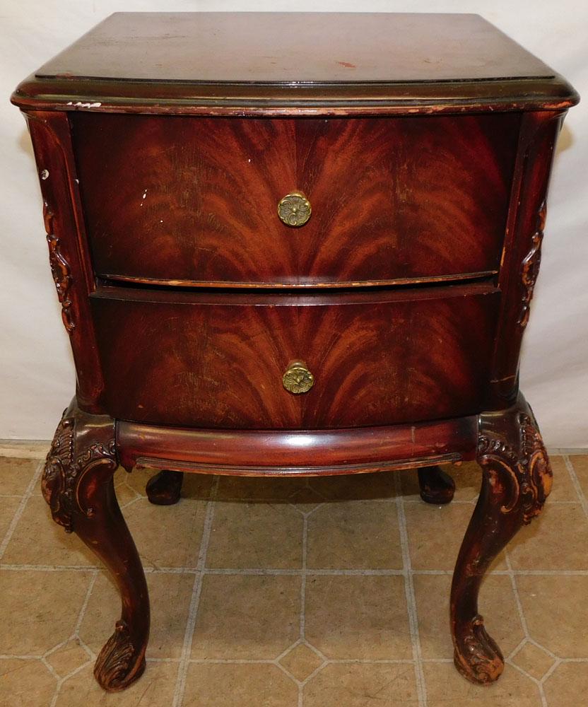 Mahogany Carved Two Drawer Night Stand (1 of 7)