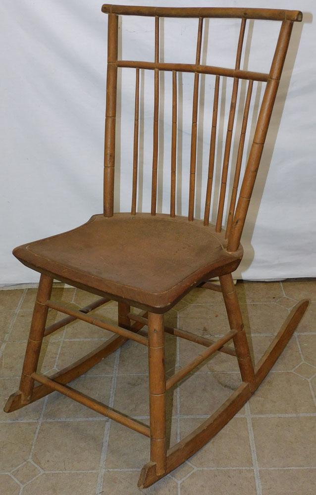 Antique Bird Cage Windsor Rocker: Antique Bird Cage Windsor Rocker. 32" H "ALL DESCRIPTIONS AND ANY CONDITION STATEMENT GIVEN BY LANGSTON AUCTION GALLERY ARE STRICTLY OPINIONS AND LANGSTON'S SHALL HAVE NO RESPONSIBILITY FOR ERRORS OR 