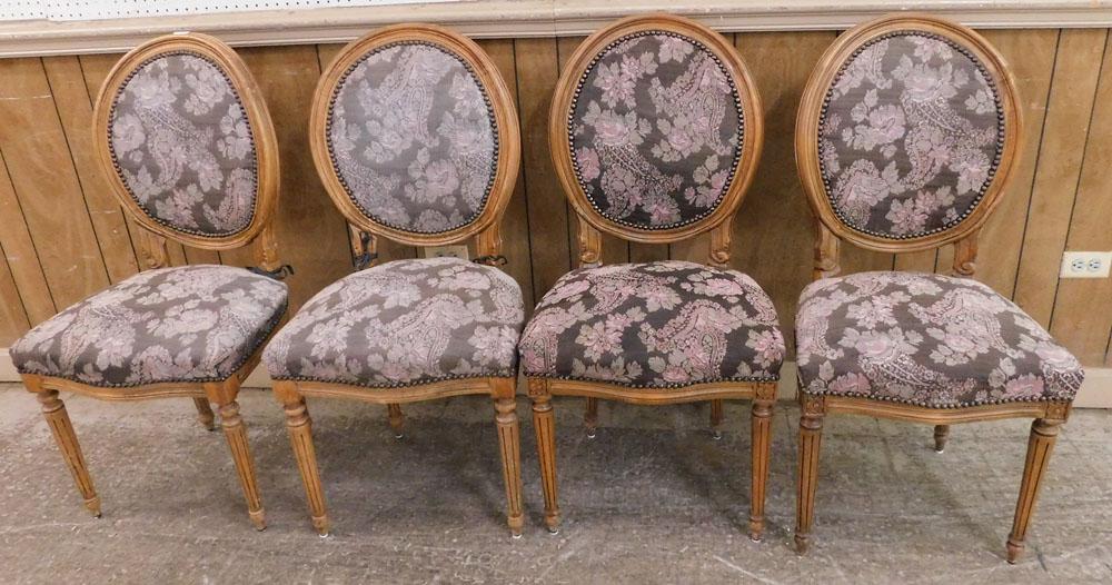 Set 4 Walnut Upholstered Dining Chairs (1 of 4)