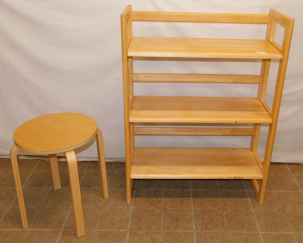Maple Folding Book Shelf And Stool (1 of 3)