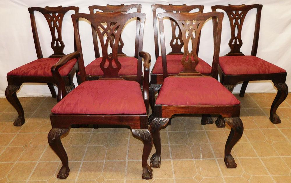 Set 6 Mahogany Chippendale Dining Chairs (1 of 3)