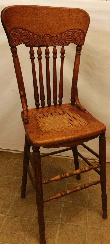 Antique Oak Cane Bottom Childs High Chair (1 of 3)