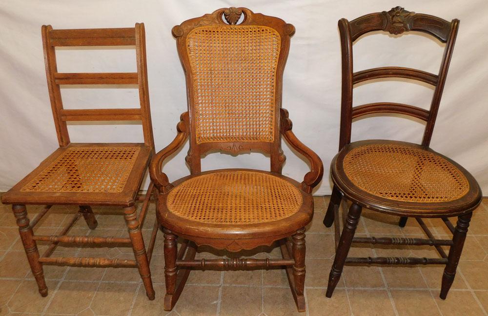 Three Victorian Cane Bottom Chairs (1 of 4)
