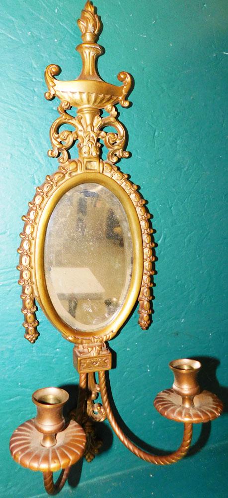Antique Brass Mirrored Sconce (1 of 4)