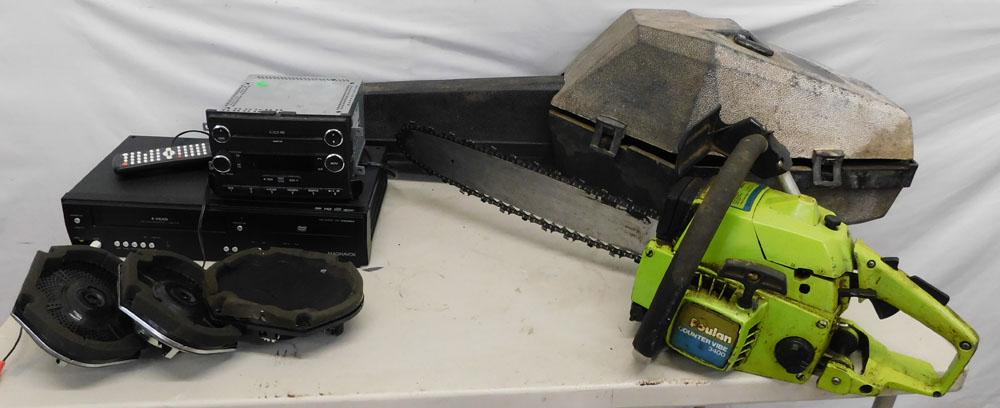 Chainsaw & Car Radio W/ Speakers (1 of 5)