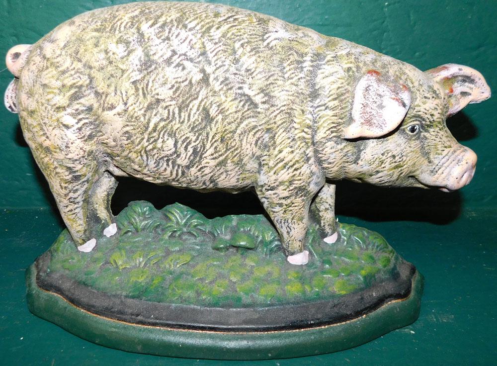 Painted Cast Iron Pig Door Stop (1 of 2)
