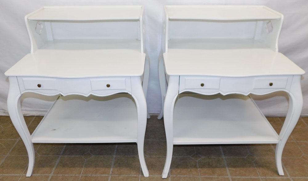 Pair White Lacquered French Provincial Night Stands By Bodart (1 of 2)