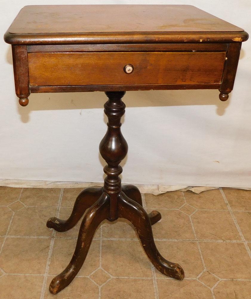 Antique Walnut Night Stand: Antique Walnut Night Stand. 18 1/4" W 14 1/4" D 27 1/4" H "ALL DESCRIPTIONS AND ANY CONDITION STATEMENT GIVEN BY LANGSTON AUCTION GALLERY ARE STRICTLY OPINIONS AND LANGSTON'S SHALL HAVE NO RESPONSIBIL
