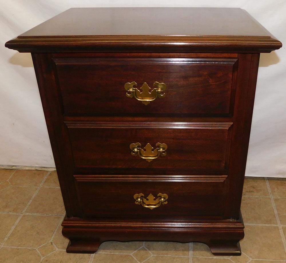 Cherry Three Drawer Night Stand (1 of 5)