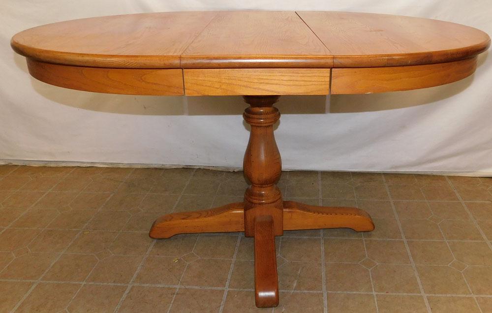 Oak Round Dining Table With One Leaf (1 of 4)