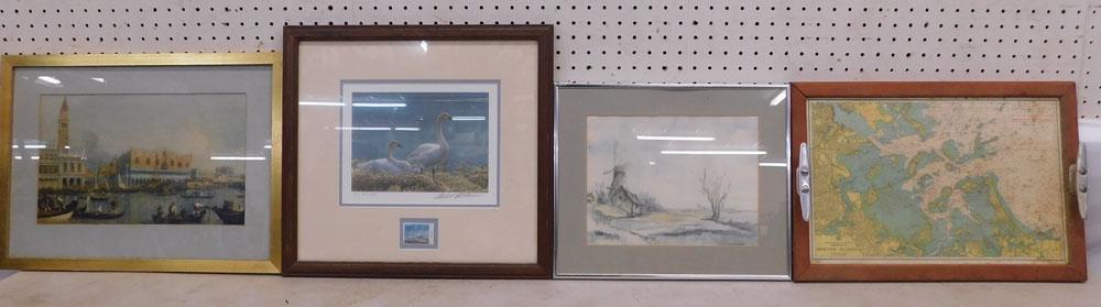 Lot Framed Prints - Framed Watercolors- Nautical Map (1 of 6)