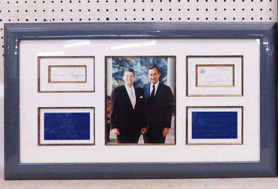 Bush & Reagan Framed Photo: Bush & Reagan Framed Photo . 17" X 29 1/2" "ALL DESCRIPTIONS AND ANY CONDITION STATEMENT GIVEN BY LANGSTON AUCTION GALLERY ARE STRICTLY OPINIONS AND LANGSTON'S SHALL HAVE NO RESPONSIBILITY FOR ERRORS 