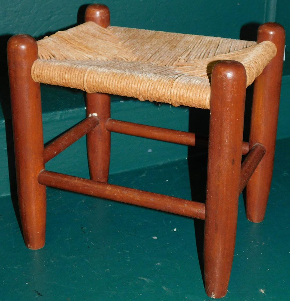 Walnut Rush Seat Kitchen Stool (1 of 2)