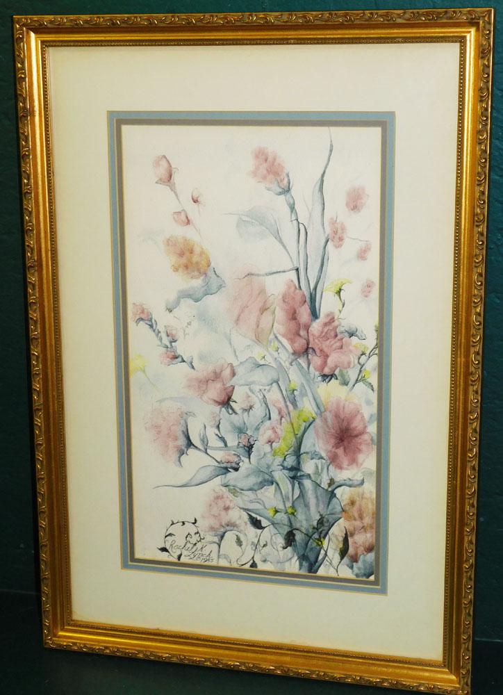 Floral Still Life Block Print Signed (1 of 3)