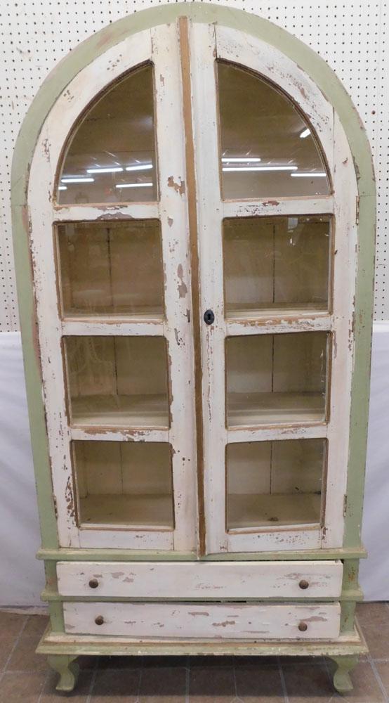 Antique Painted Glass Door Cabinet (1 of 5)