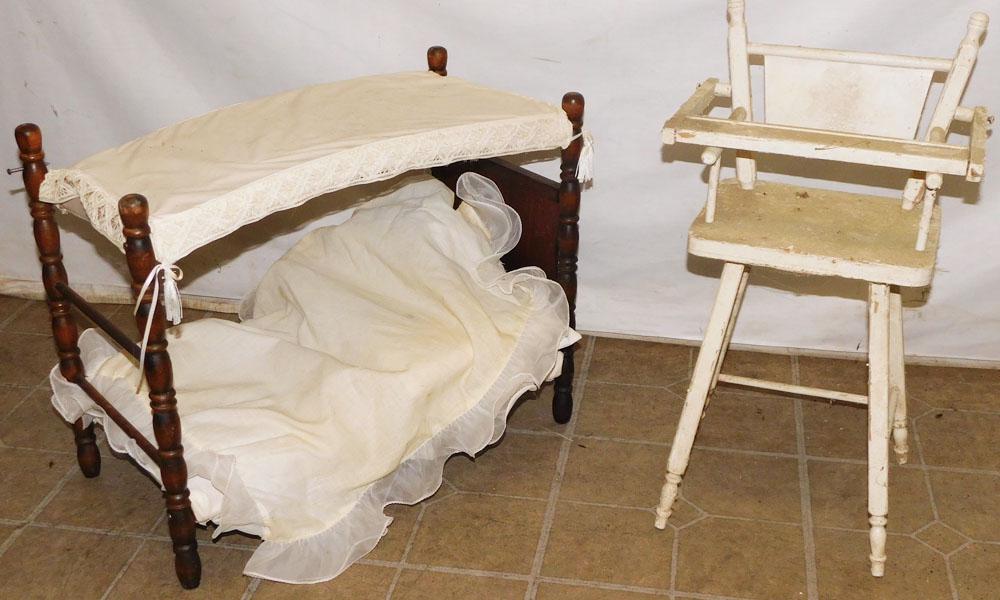 Doll Bed & Doll High Chair (1 of 2)