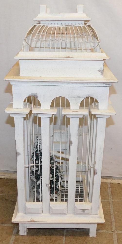 Painted Wood & Wire Bird House (1 of 2)