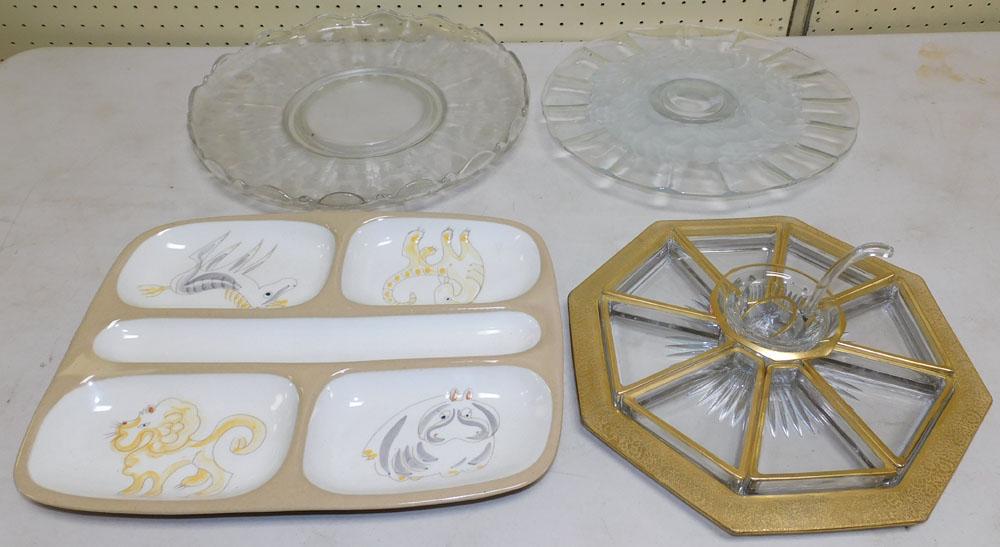 Lot Porcelain Serving Trays - Glass Lazy Susan & Trays (1 of 6)