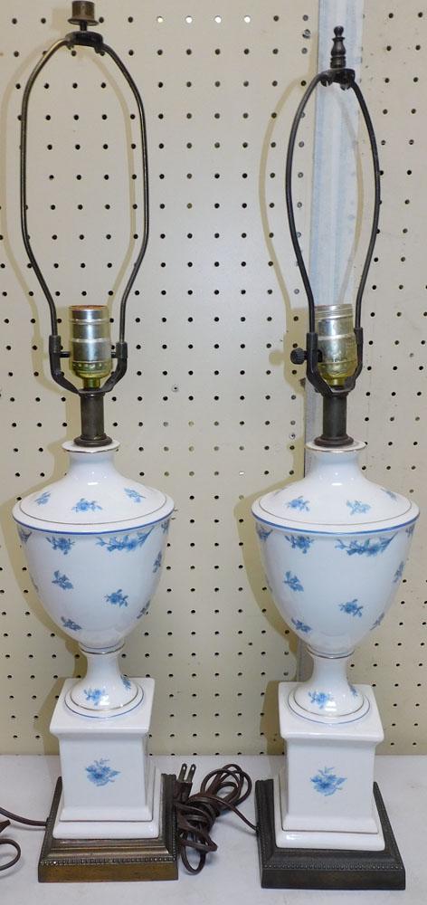 Pair Blue & White Lamps (1 of 2)