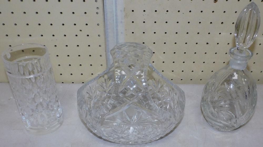 Lead Crystal Vase, Decanter, & Basket (1 of 2)