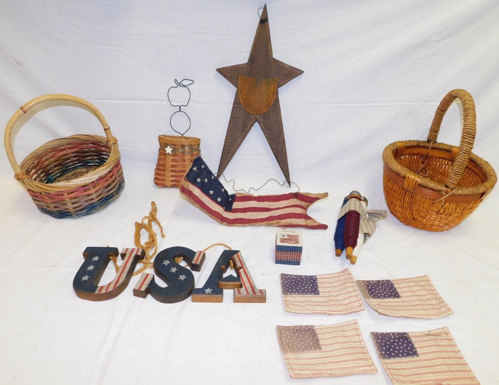 Lot Baskets & Wooden Decorative Items (1 of 4)