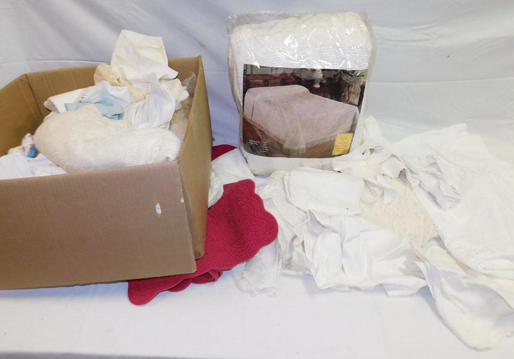 Lot Linens: Lot Linens. "ALL DESCRIPTIONS AND ANY CONDITION STATEMENT GIVEN BY LANGSTON AUCTION GALLERY ARE STRICTLY OPINIONS AND LANGSTON'S SHALL HAVE NO RESPONSIBILITY FOR ERRORS OR OMISSIONS. THE ABSENCE OF A