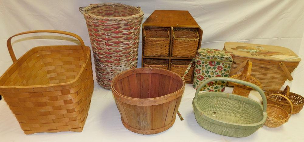 Lot Baskets: Lot Baskets. "ALL DESCRIPTIONS AND ANY CONDITION STATEMENT GIVEN BY LANGSTON AUCTION GALLERY ARE STRICTLY OPINIONS AND LANGSTON'S SHALL HAVE NO RESPONSIBILITY FOR ERRORS OR OMISSIONS. THE ABSENCE OF A