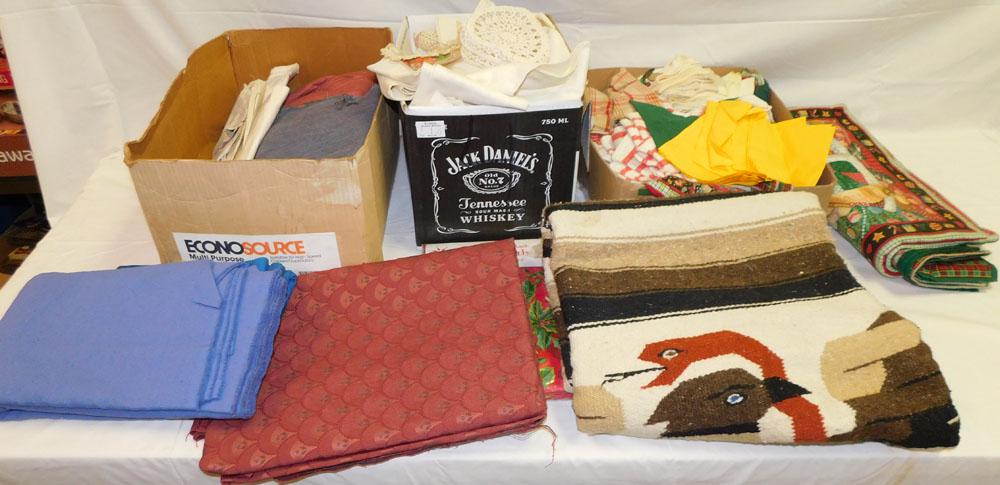 Lot Linens: Lot Linens. "ALL DESCRIPTIONS AND ANY CONDITION STATEMENT GIVEN BY LANGSTON AUCTION GALLERY ARE STRICTLY OPINIONS AND LANGSTON'S SHALL HAVE NO RESPONSIBILITY FOR ERRORS OR OMISSIONS. THE ABSENCE OF A