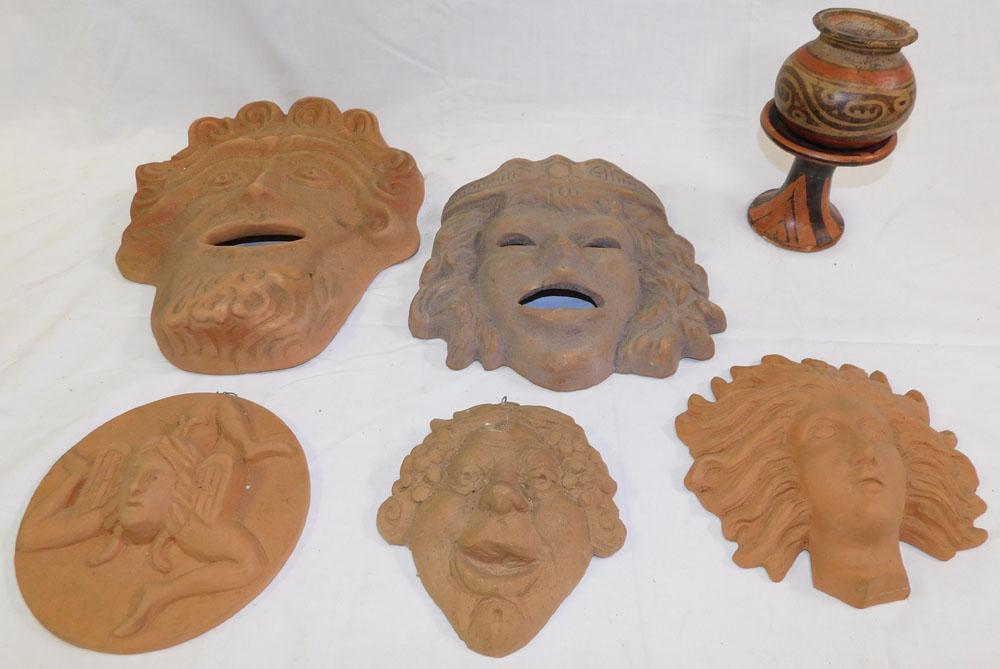 Lot Terra Cotta Wall Hangings: Lot Terra Cotta Wall Hangings. "ALL DESCRIPTIONS AND ANY CONDITION STATEMENT GIVEN BY LANGSTON AUCTION GALLERY ARE STRICTLY OPINIONS AND LANGSTON'S SHALL HAVE NO RESPONSIBILITY FOR ERRORS OR OMISSIONS
