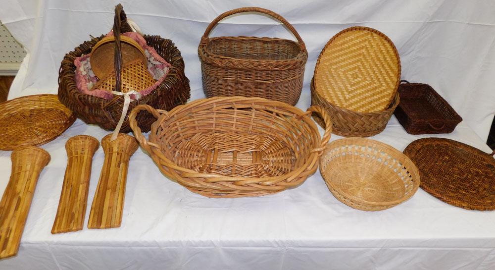 Lot Baskets: Lot Baskets. "ALL DESCRIPTIONS AND ANY CONDITION STATEMENT GIVEN BY LANGSTON AUCTION GALLERY ARE STRICTLY OPINIONS AND LANGSTON'S SHALL HAVE NO RESPONSIBILITY FOR ERRORS OR OMISSIONS. THE ABSENCE OF A