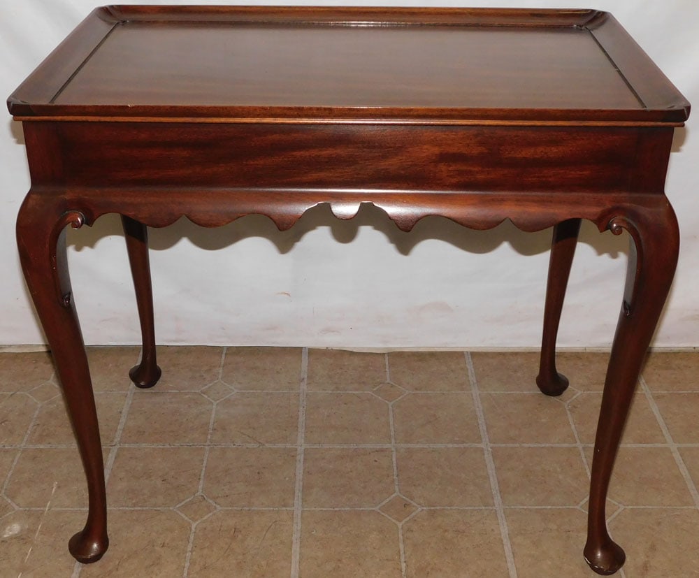 Mahogany Queen Anne Tea Table with Pull Out Slides by Henkel Harris (1 of 6)