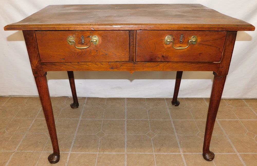 19th Century Queen Anne Elmwood 2 Drawer Lowboy (1 of 6)