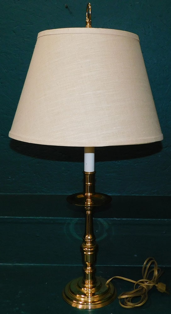 Brass Mid Drip Candlestick Lamp By Baldwin