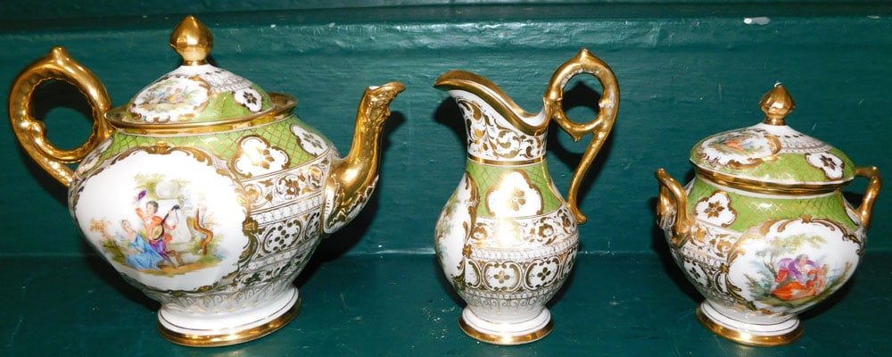 3 Pieces of Gilded & Paint Decorated Dresden Porcelain (1 of 6)