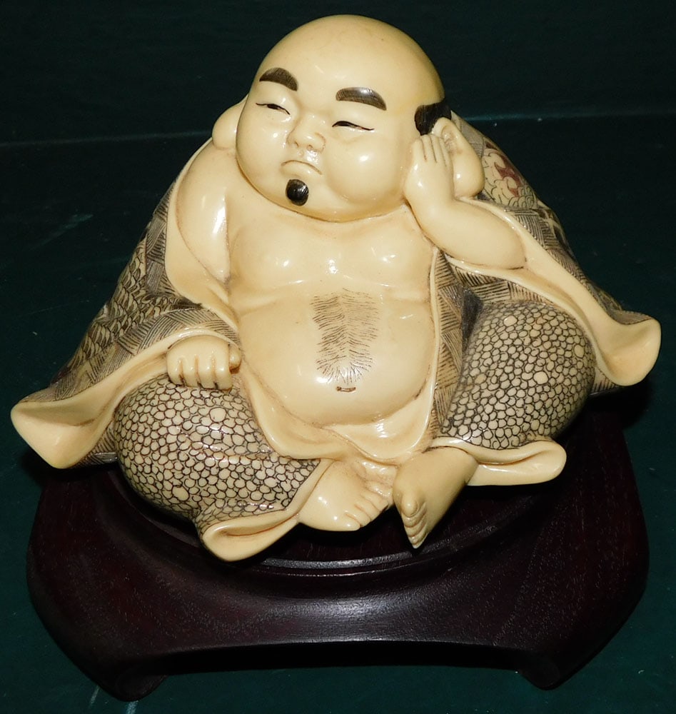 Carved Resin Buddha on Stand (1 of 3)