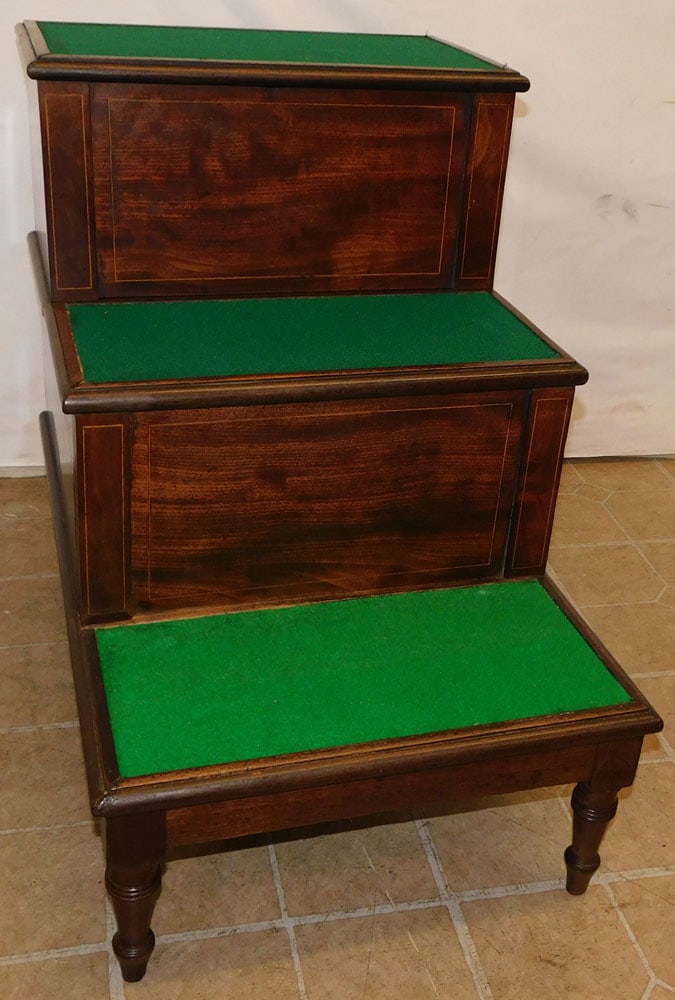 19th Century Mahogany Inlaid Bed Steps (1 of 7)