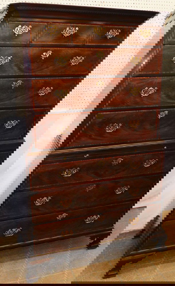 19th Century Mahogany & Satin Wood Inlaid 2 Part Chest on Chest with Slide (1 of 9)