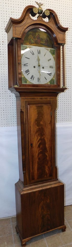19th Century Mahogany Inlaid English Grandfather Clock (1 of 11)