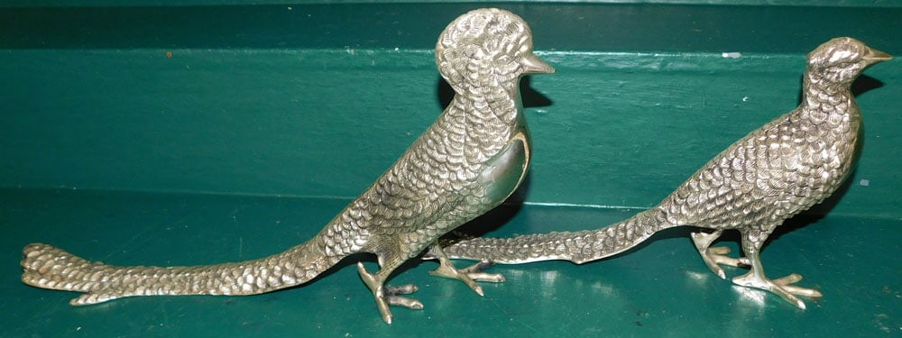 Pair of Silverplated Pheasants (1 of 2)