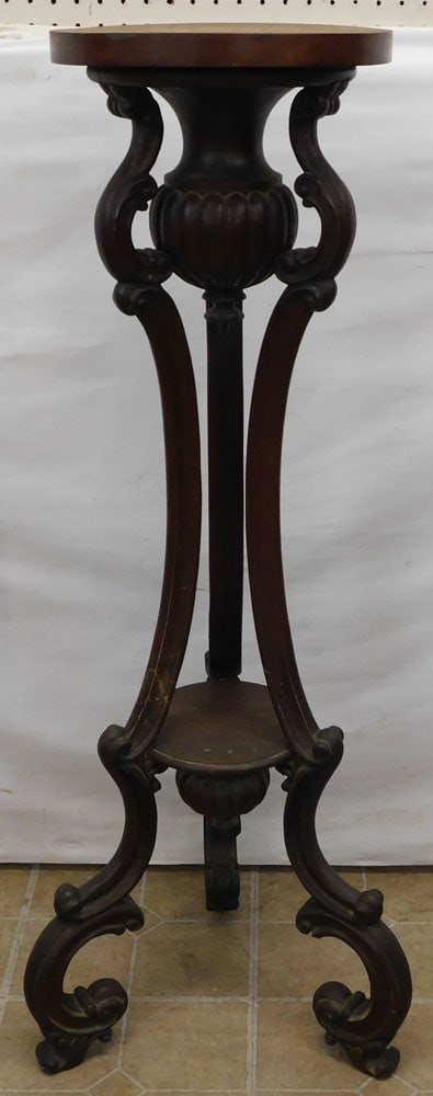 Carved Walnut Victorian Pedestal (1 of 4)