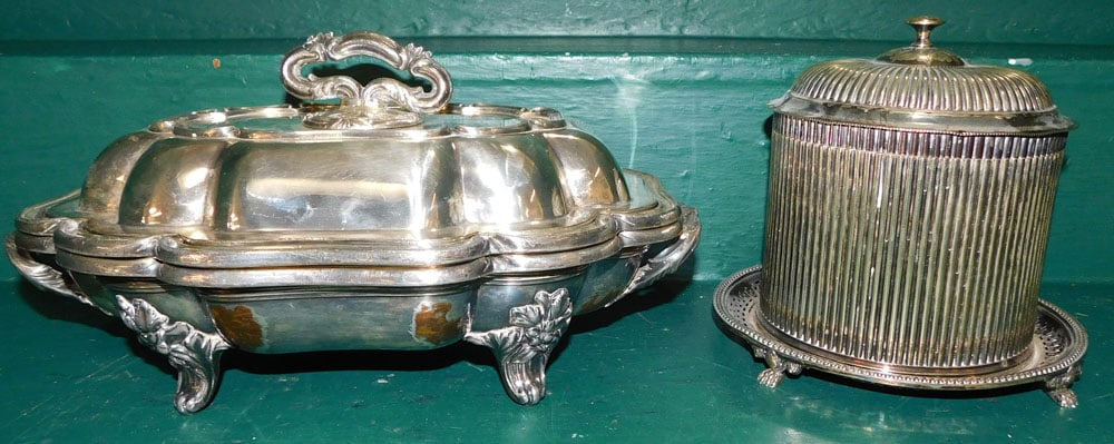 Silverplated Covered Dish & Silverplated Biscuit Barrel (1 of 5)