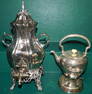 Silverplated Hot Water Urn & Swinging Tea Pot on Stand