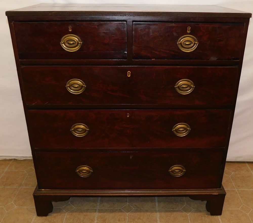 19th Century Mahogany Inlaid 2/3 Chest of Drawers (1 of 6)