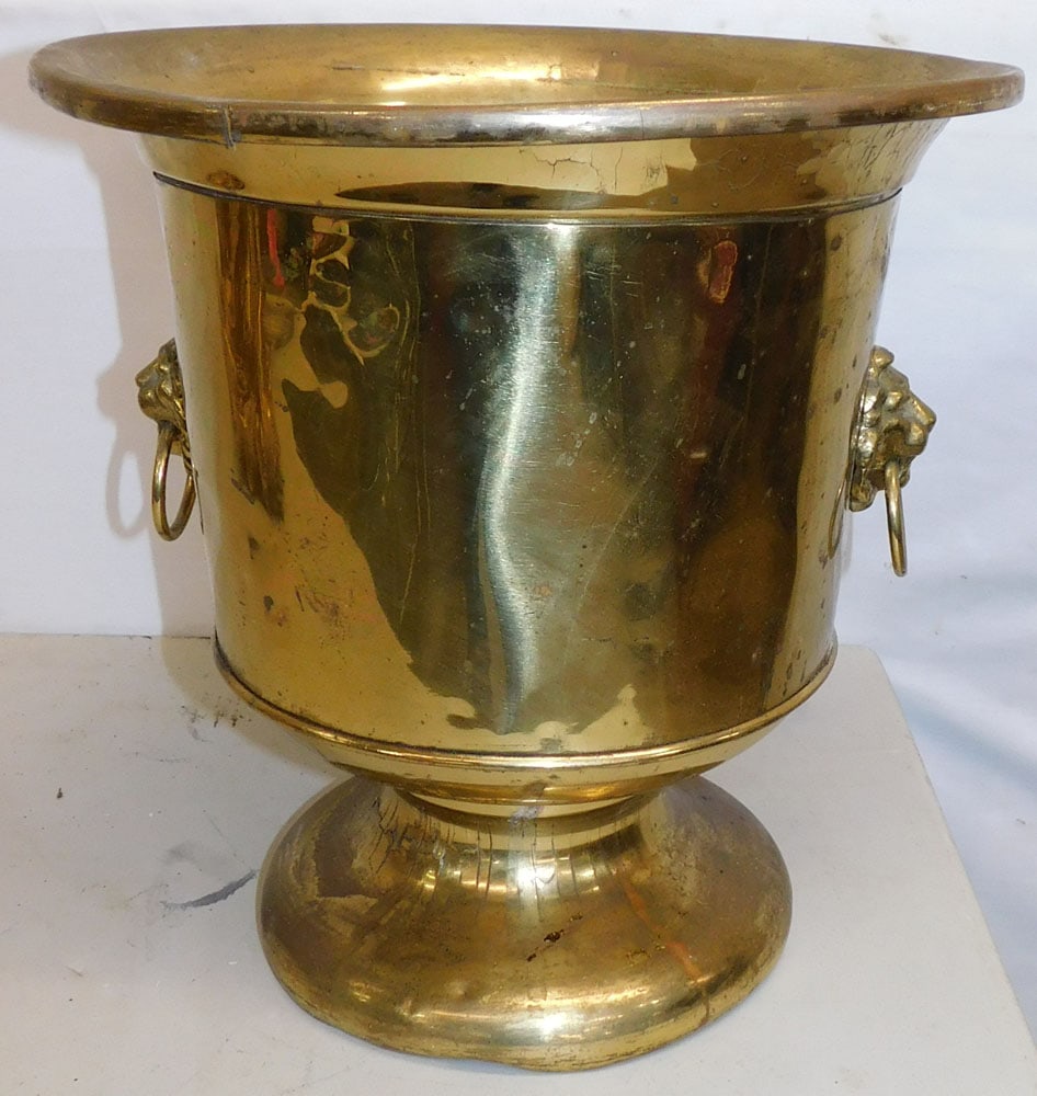 Antique Brass Urn with Lion Head Handles (1 of 4)