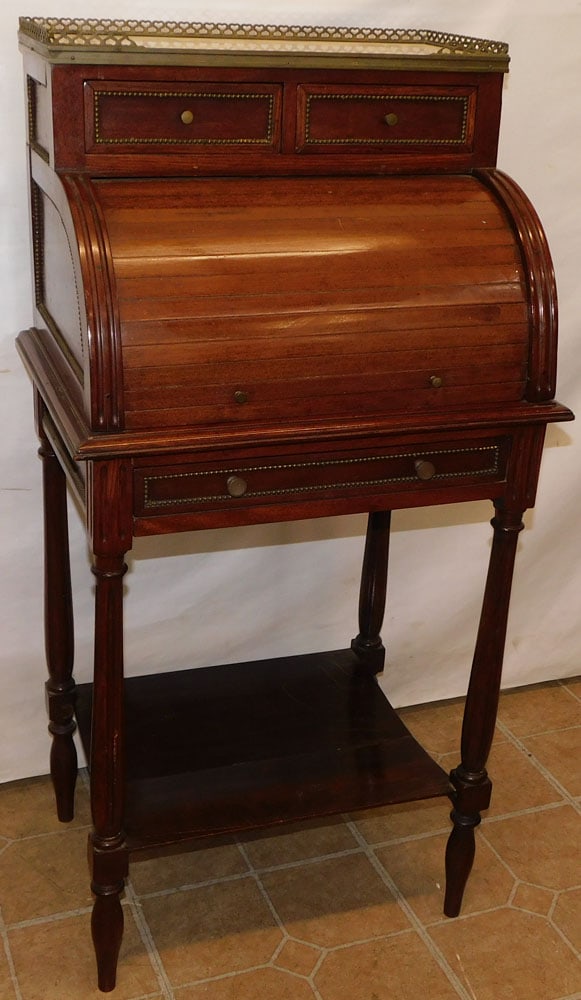 19th Century French Mahogany Diminutive Cylinder Roll Desk (1 of 8)