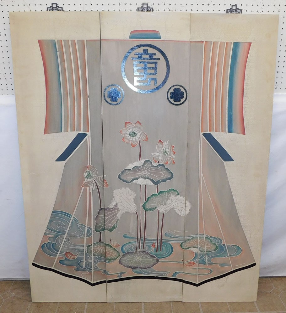 3 Paint Decorated Panel Oriental Wall Screen (1 of 5)